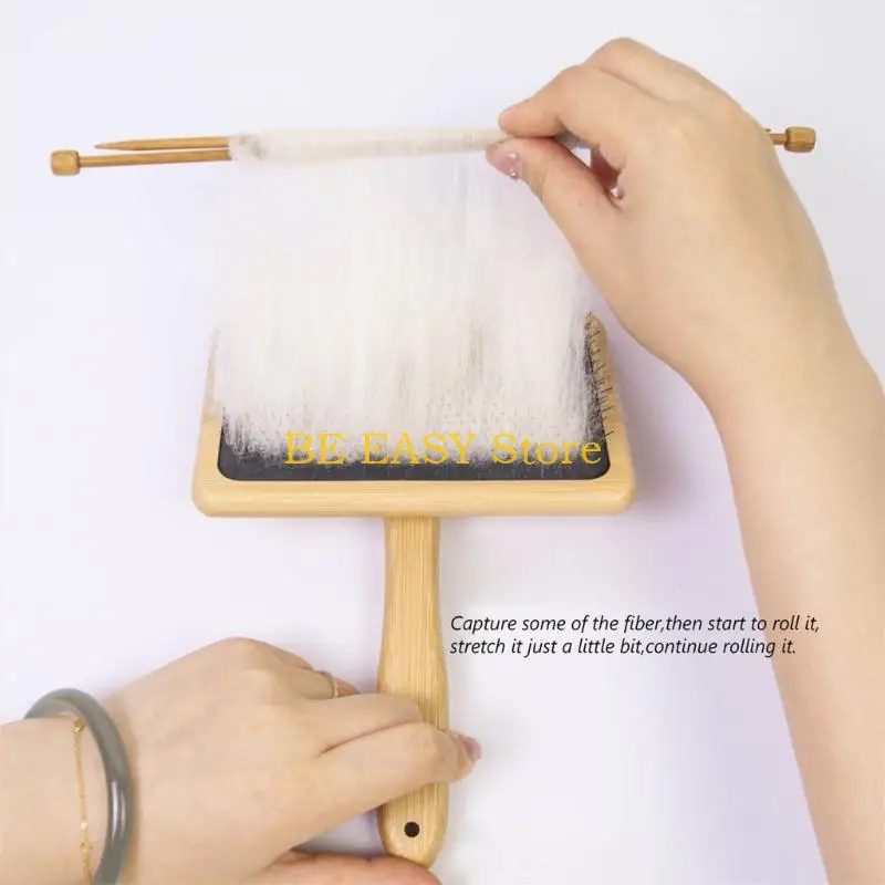 E28F Turkish Spindle with Carding Brushes Crosses-Shaped Drop Spindle Wool Carders