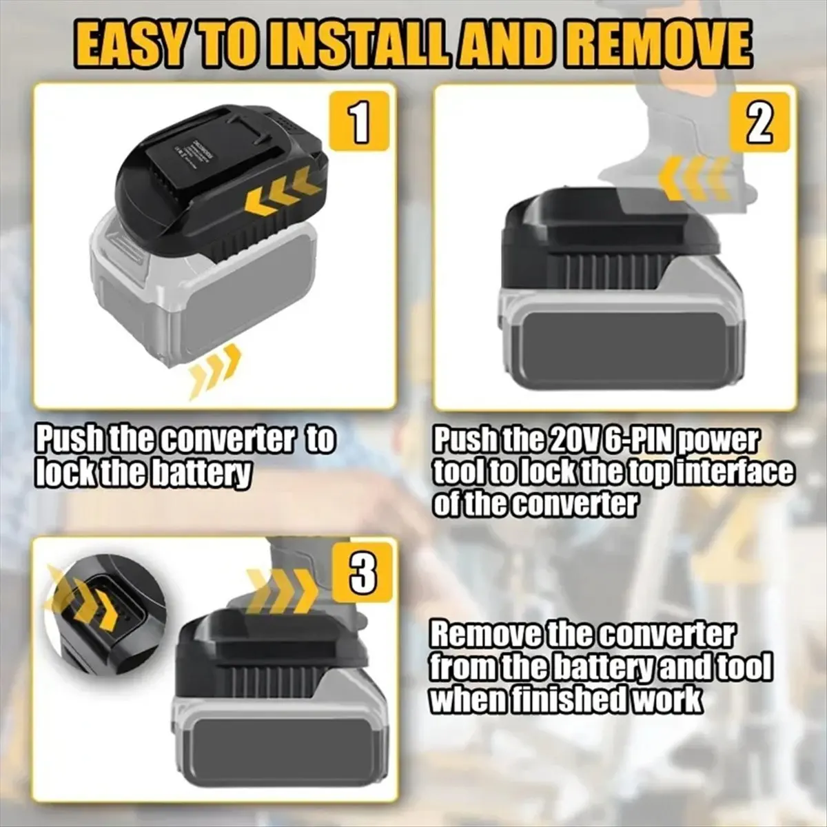 

*ESTR DM20WORX6 Power Tool Adapter Converter for Dewalt 18V 20V Lithium Battery for Worx 20V 6 Pin Power Tools
