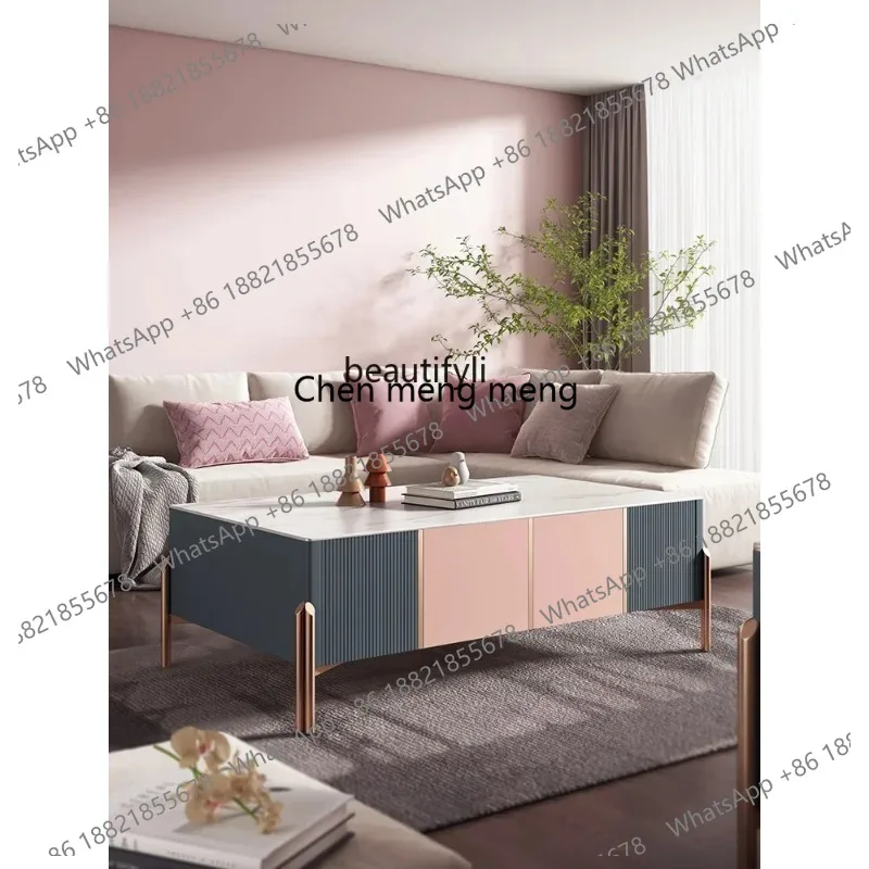 lhy 26 new zqLight Luxury Stone Plate TV Cabinet and Tea Table Combination Modern Stone Plate Stone Minimalist TV Stand ss 26