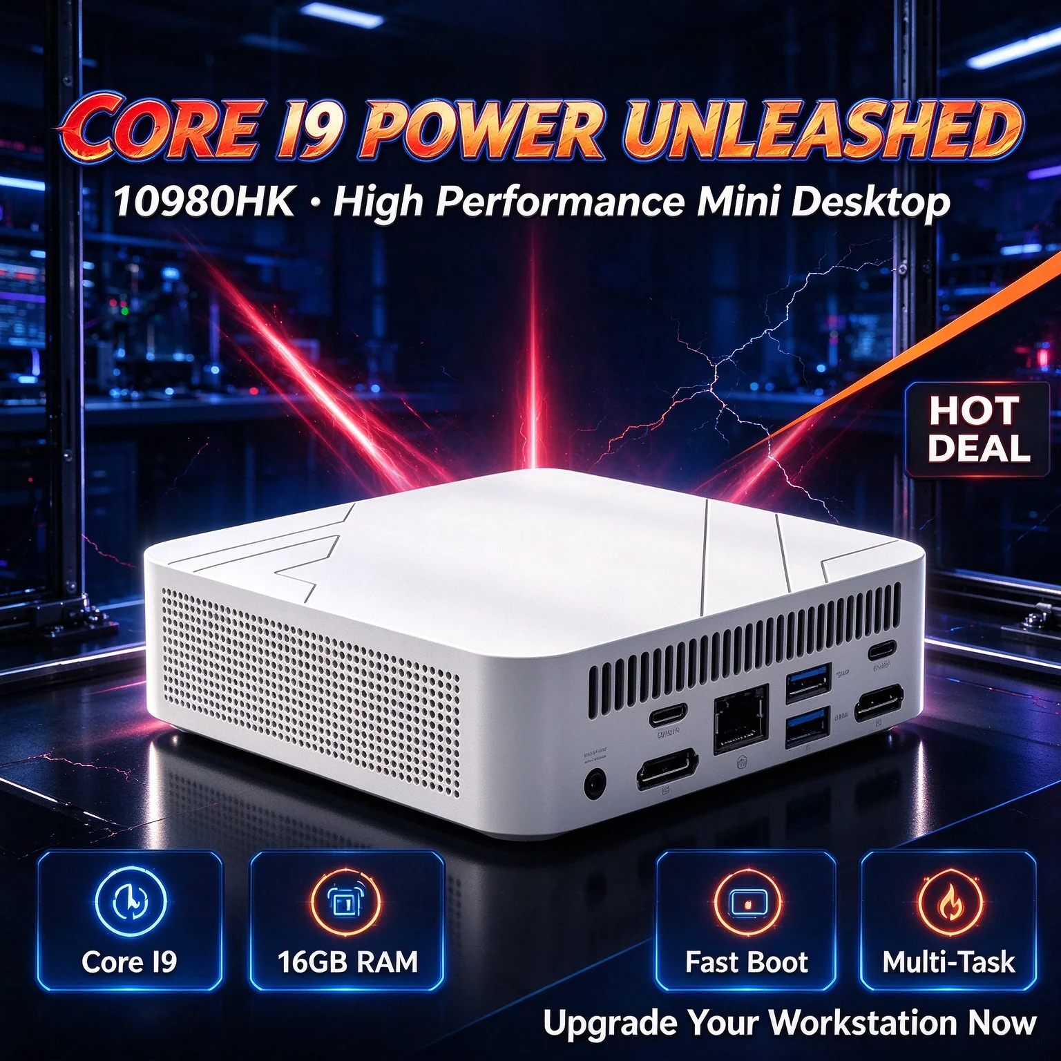 2026 Low Energy Mini Desktop PC Compact Form Factor High Performance Unit Mini PC I9 10980HK 16GB High-Speed RAM Portable