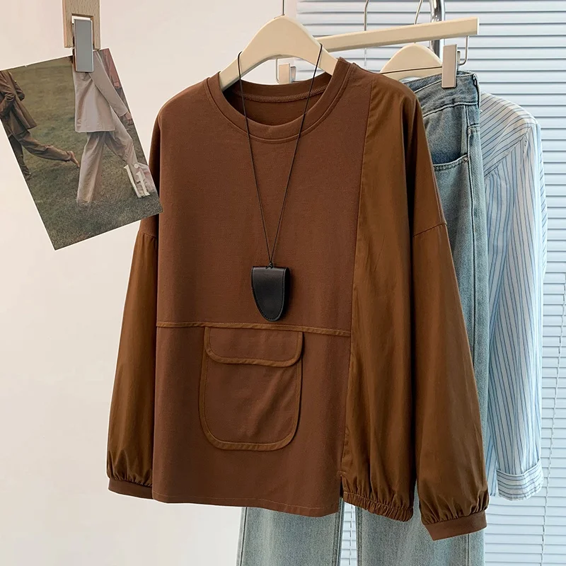 فضفاض عادية طويلة Sve البلوز تي شيرت المرأة الخريف جديد Sle حجم كبير تنوعا Age-Defng الجولة Ne البلوز #4