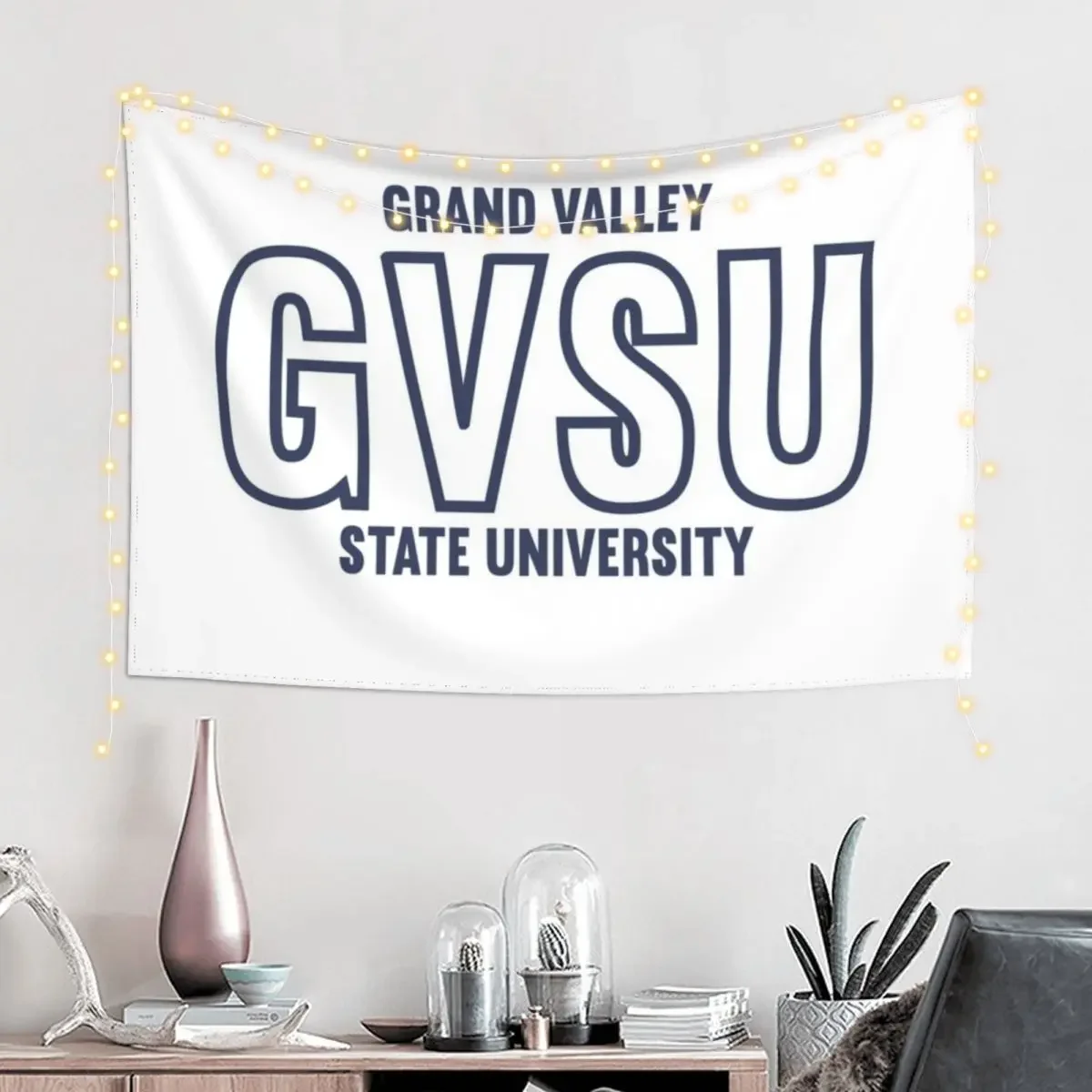 Grand Valley State University (Block Letters Blue) Tapestry Carpet Wall Wall Carpet Bathroom Decor Room Decor Cute Tapestry