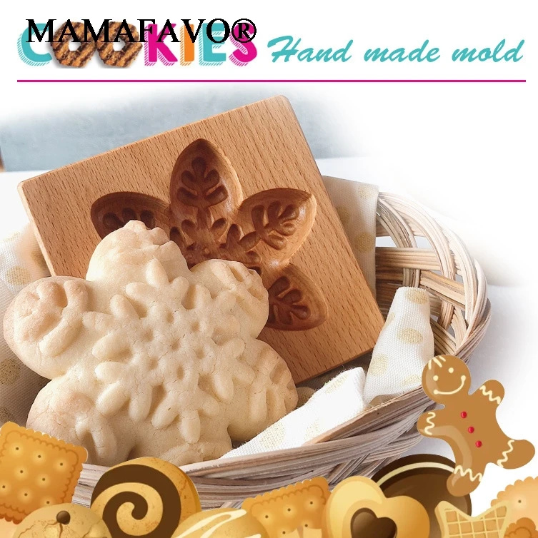 DIY Wooden Shortbread Mold Raspberry Heart Carved Gingerbread Cookie Mold Kitchen Cutter Molds For Valentine's Day Easter Party