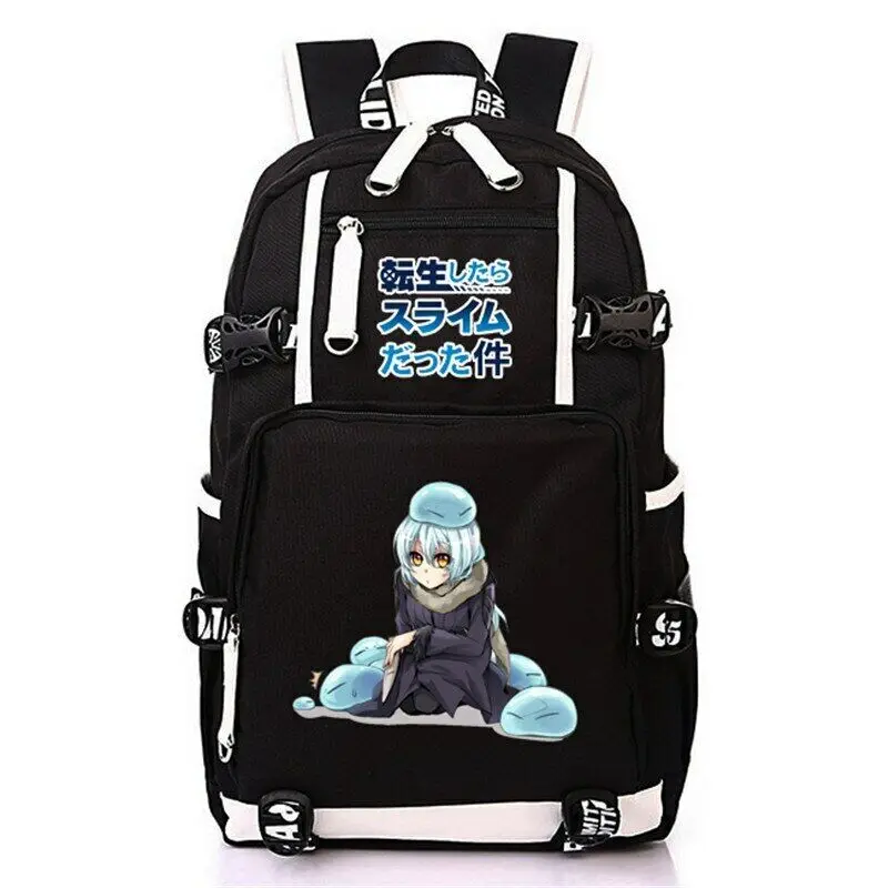 Mochila Anime para Crianças, Aquela vez que eu reencarnei como um Slime, Mochila Escolar Estudante USB, Mochila Preta, Bolsas de Ombro para Adolescentes