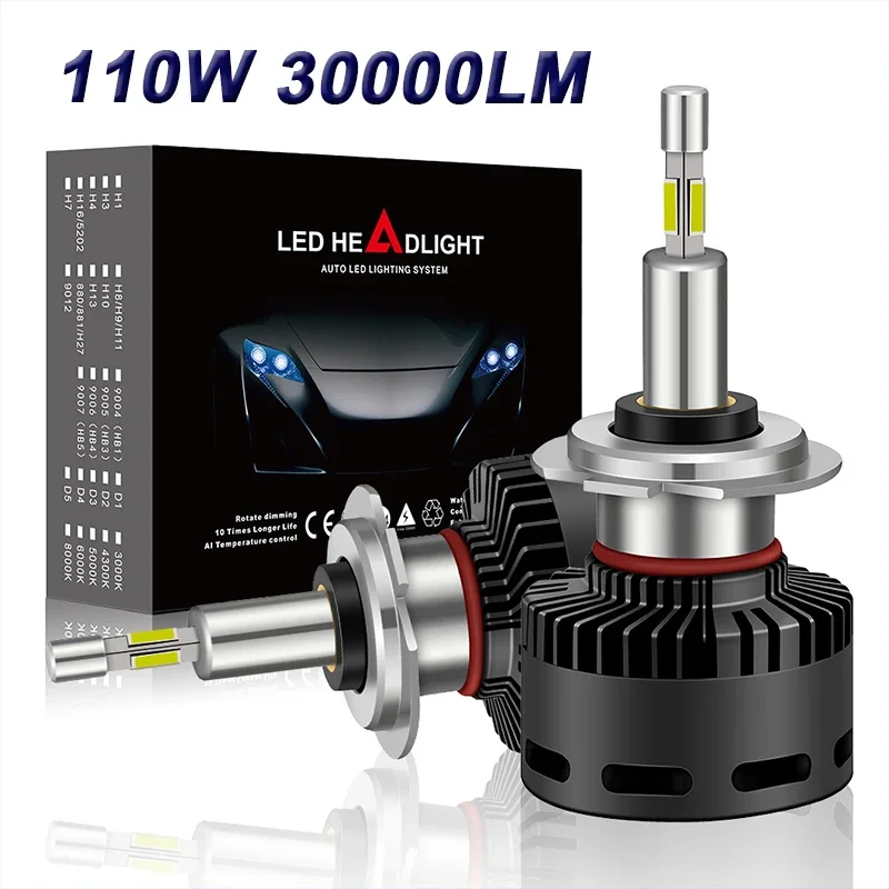 

12v 6000K H4 Headlight Led CANBUS Bulbs for Vehicles H7 H11 H1 9005 9006 9012 Hir2 LED 110W 30000LM Auto led lamps Fog Light