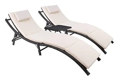 Outdoor Patio Furniture Rattan Beach Double Chaise Lounge Hot Sale Modern Sun Lounger Garden Leisure Furniture Rattan / Wicker