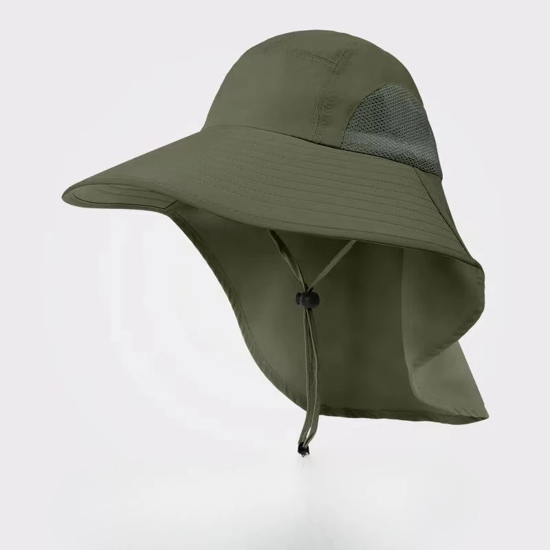 Summer Men's Large Brim Sun Hat, Outdoor Sun Protection Cycling Hiking Fishing Hat, UV Resistant Korean Version Fisherman Hat