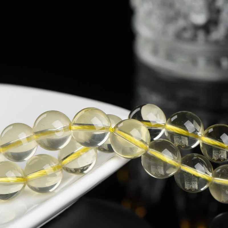 High Quality Natural Citrine Loose Beads,4 6 8 10 12mm Lemon Yellow Crystal Bead For Jewelry Making Diy Bracelet Accessories