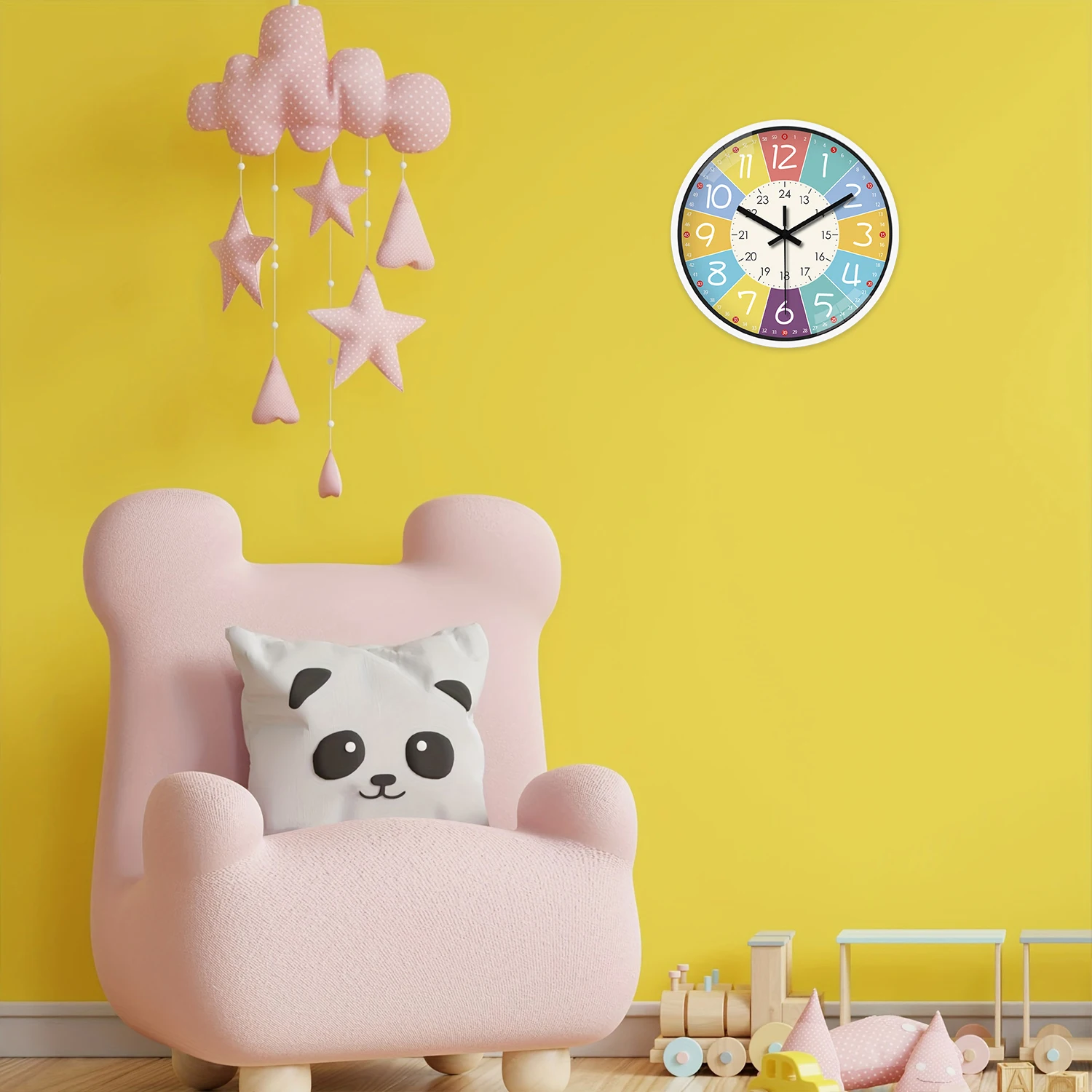 8 Inch Round Wall Clock Modern Design Silent Timepieces for Kids Sitting Room Bedroom Learning Clocks Decoration Accessories view 3