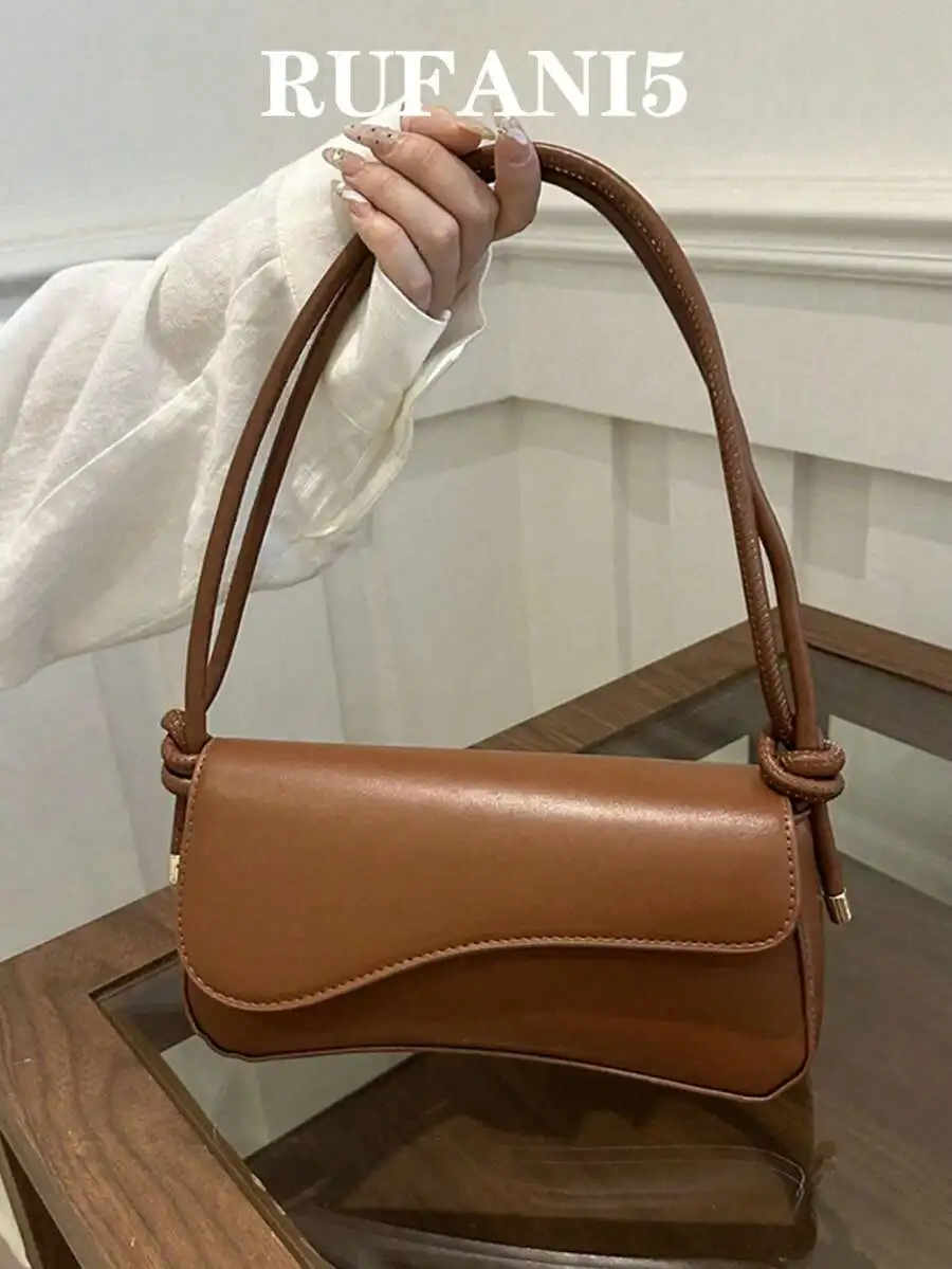 

Brown Asymmetrical Flap Crossbody Bag with Adjustable Knot Strap
