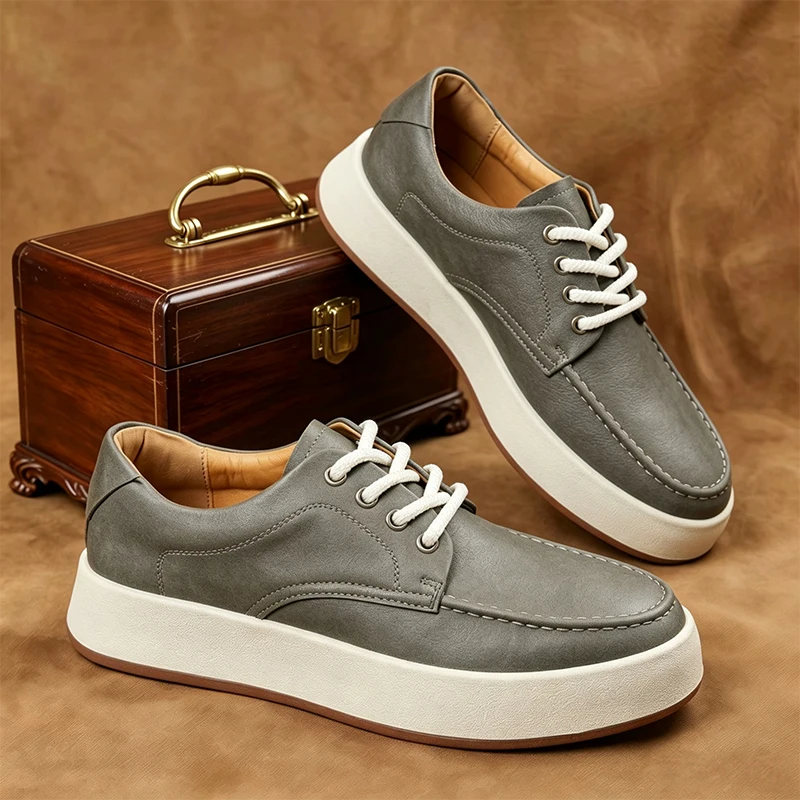 Men's high-quality Thick sole casual shoes four seasons new breathable light soft-sole simple outdoor walking sports board shoes