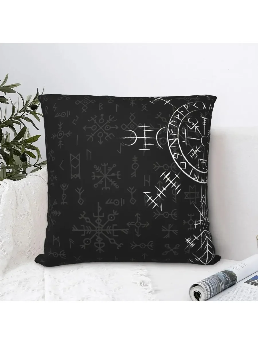 Celtic Lucky Charm kompas symbole celtycki Vegvisir poszewka na poduszkę Viking norweski poduszka na plecak na sofę Coussin pokrowce dekoracyjne — zdjęcie 2