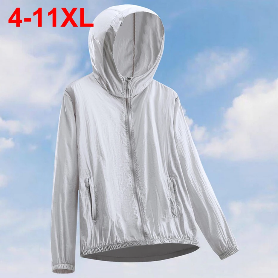

11XL большие размеры мужские летние куртки легкая ветровка тонкая быстросохнущая солнцезащитная куртка с капюшоном 10XL 9XL большой размер