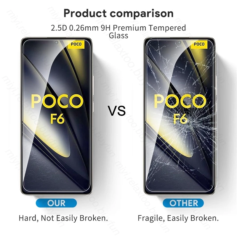 6In1 PocoF6 kaca untuk Poco F6 5G pelindung layar lensa kamera Poko kecil F 6 F6Pro 2024,, Pocof6pro 6.67 inci