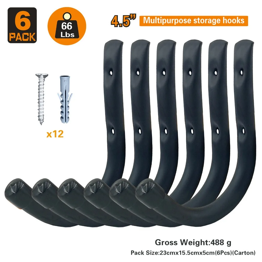 

6pcs J Type Utility Hooks Heavy Duty Metal Hooks Garage Garden Planks Workshop Metal Hooks