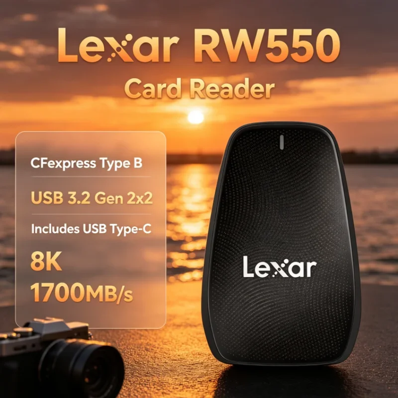 Lexar RW550 USB Type-C 8K 20Gbps 1700MB/s CFexpress Type B Reader USB 3.2 Gen 2x2 Card Reader for Data Transfer