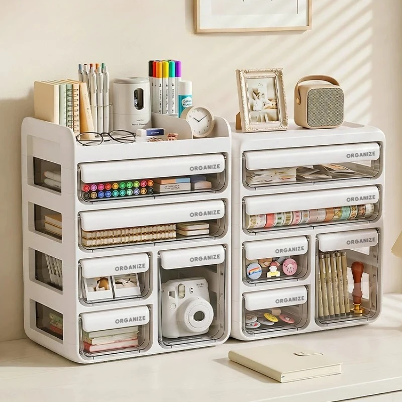 Room-specific Plastic Desk Storage Shelves Drawers Document Photo Office Storage Pencil Holder Clear Repisa Home Accessories