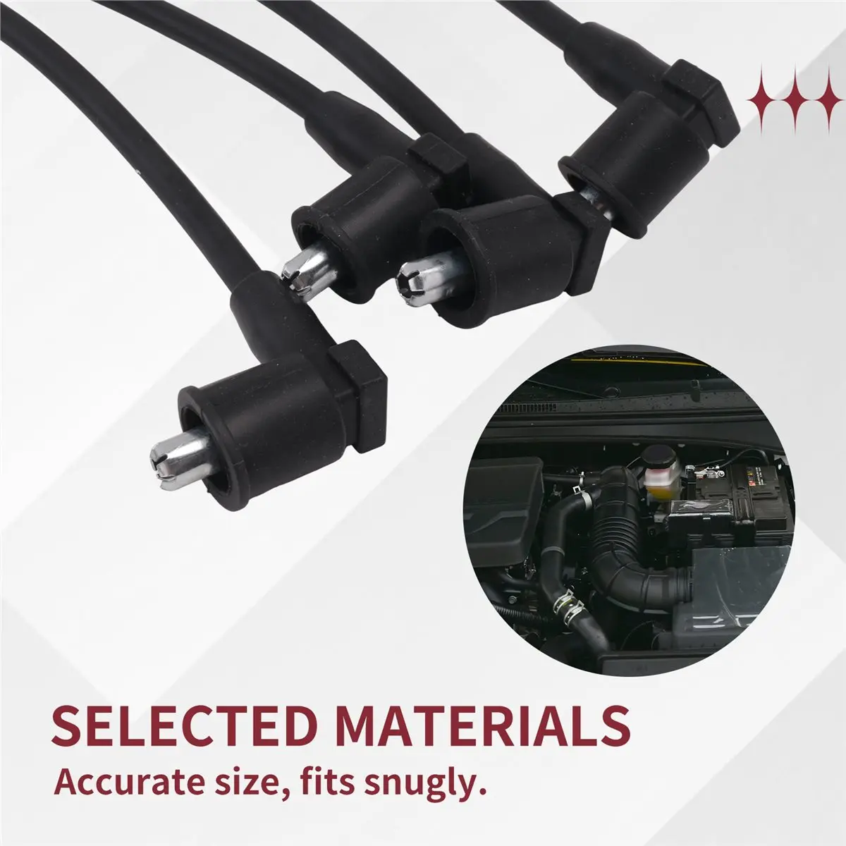 #58C 4PCS Spark Plug Wire Ignition Cables 2750102H00 for Hyundai Accent,Ignition Cables for Hyundai,(rubber)