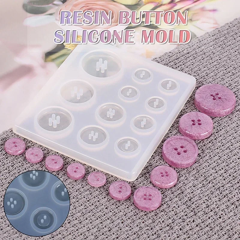 DIY Silicone Mold Resin Button DIY Handmade Resin with Hole Pendant Button Non-stick Art Mold Decor Cake Baking Tools