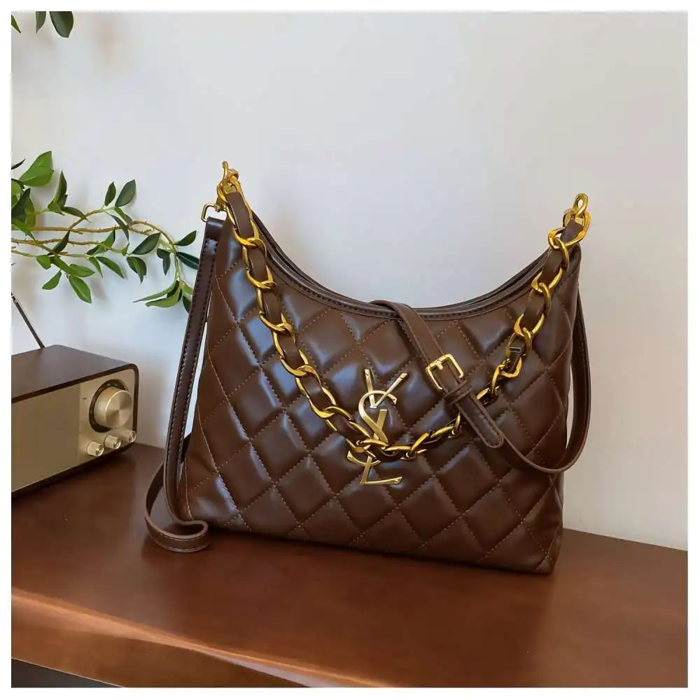 

Новая модная легкая роскошная сумка через плечо, маленькая ручная сумка через плечо премиум-класса с ромбовидной сеткой и ароматной ветровой цепочкой на руку