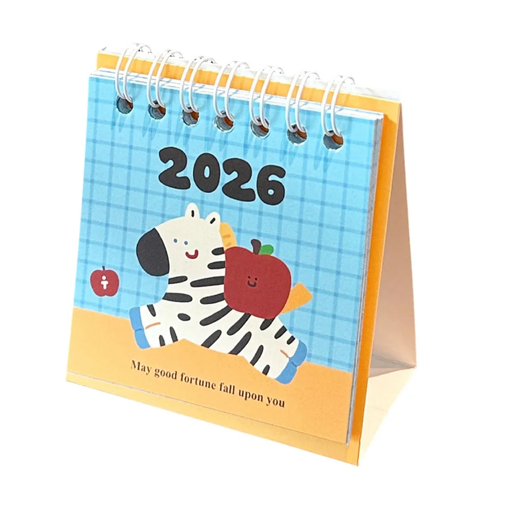 

Simple Mini 2026 Desk Calendar Coil Binding Cartoon Desktop Calendar Portable Fruit Shape Daily Planner Office School Supplies