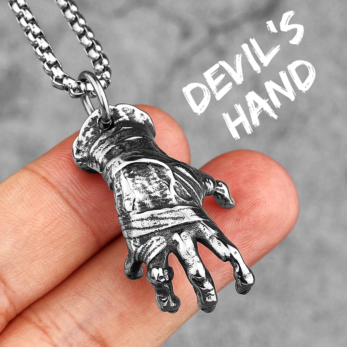 Gothic Devil Hand Skull Stainless Steel Men Women Necklaces Pendants Chain Punk Trendy Fashion Jewelry Creativity Gift Wholesale