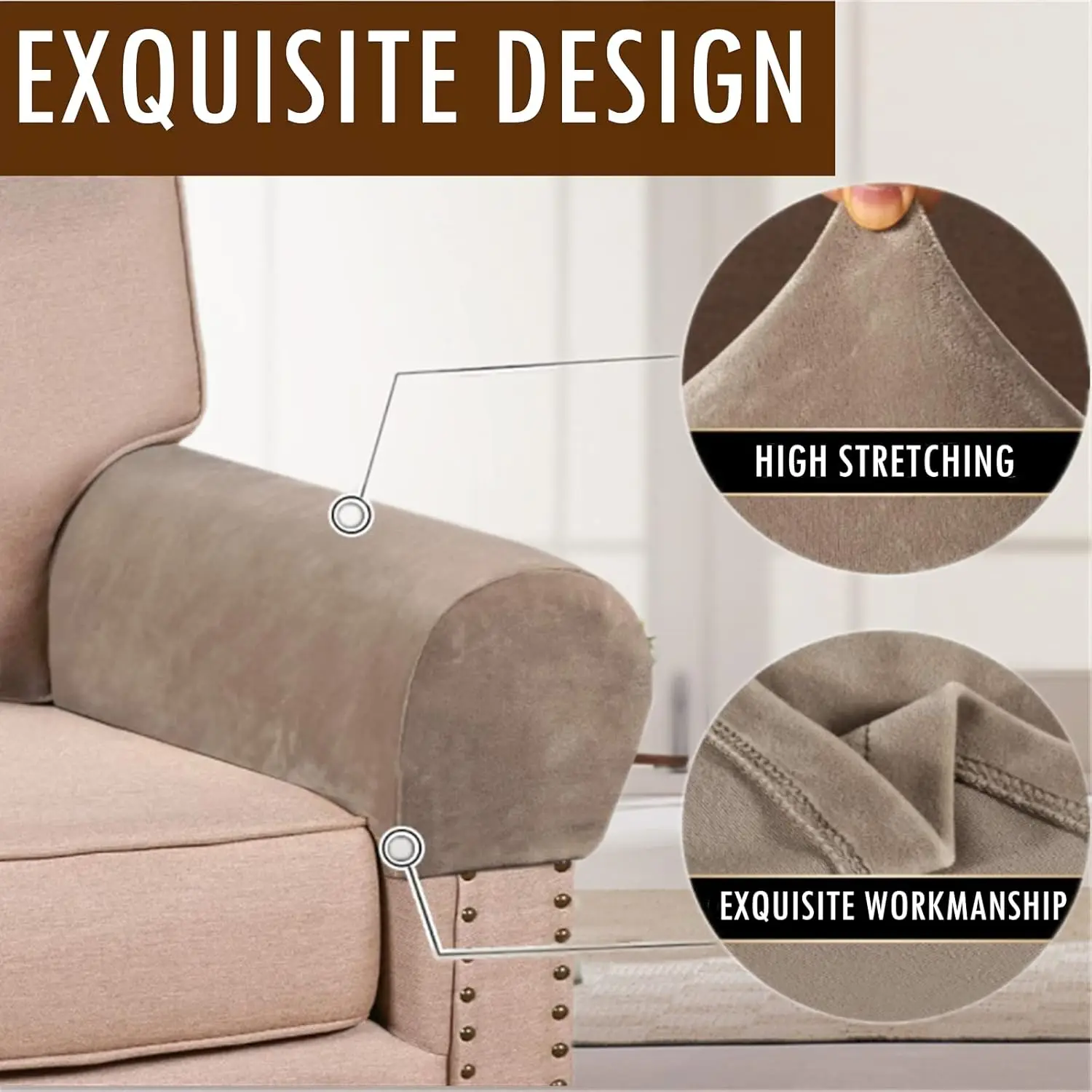 2/4/6-Pack Stretch Armrest Covers for Chairs and Sofas Armchair Covers for Arms Couch Arm Cover Armrest Cover for Sofa Non Slip