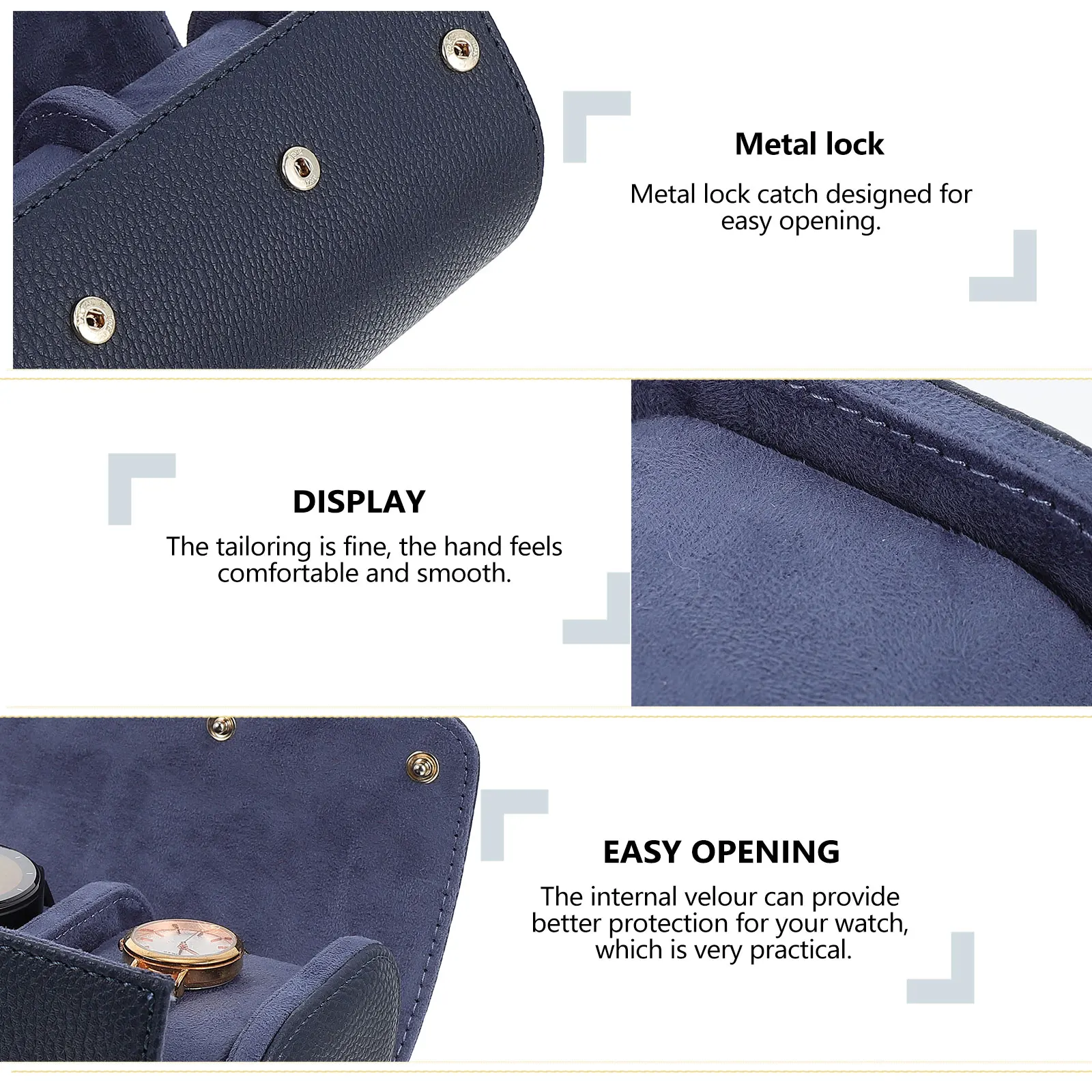 Watch Storage Box 1 Organizer Case for Men Blue Flannel Velour Dust Proof Protective Watch Case Storage Solution