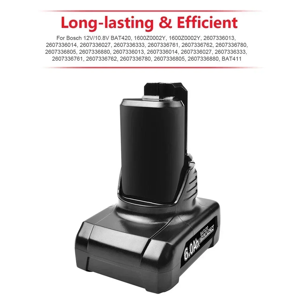 Batería de repuesto Bosch 100% 6000mAh Li-ion BAT411 de 12V para herramientas eléctricas inalámbricas Bosch BAT412 BAT413 BAT414 10,8 V