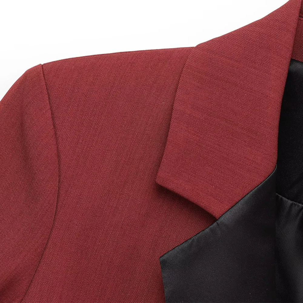 Blazer europeo de manga larga para mujer, traje informal con solapa y doble botonadura y pantalones, estilo Popular