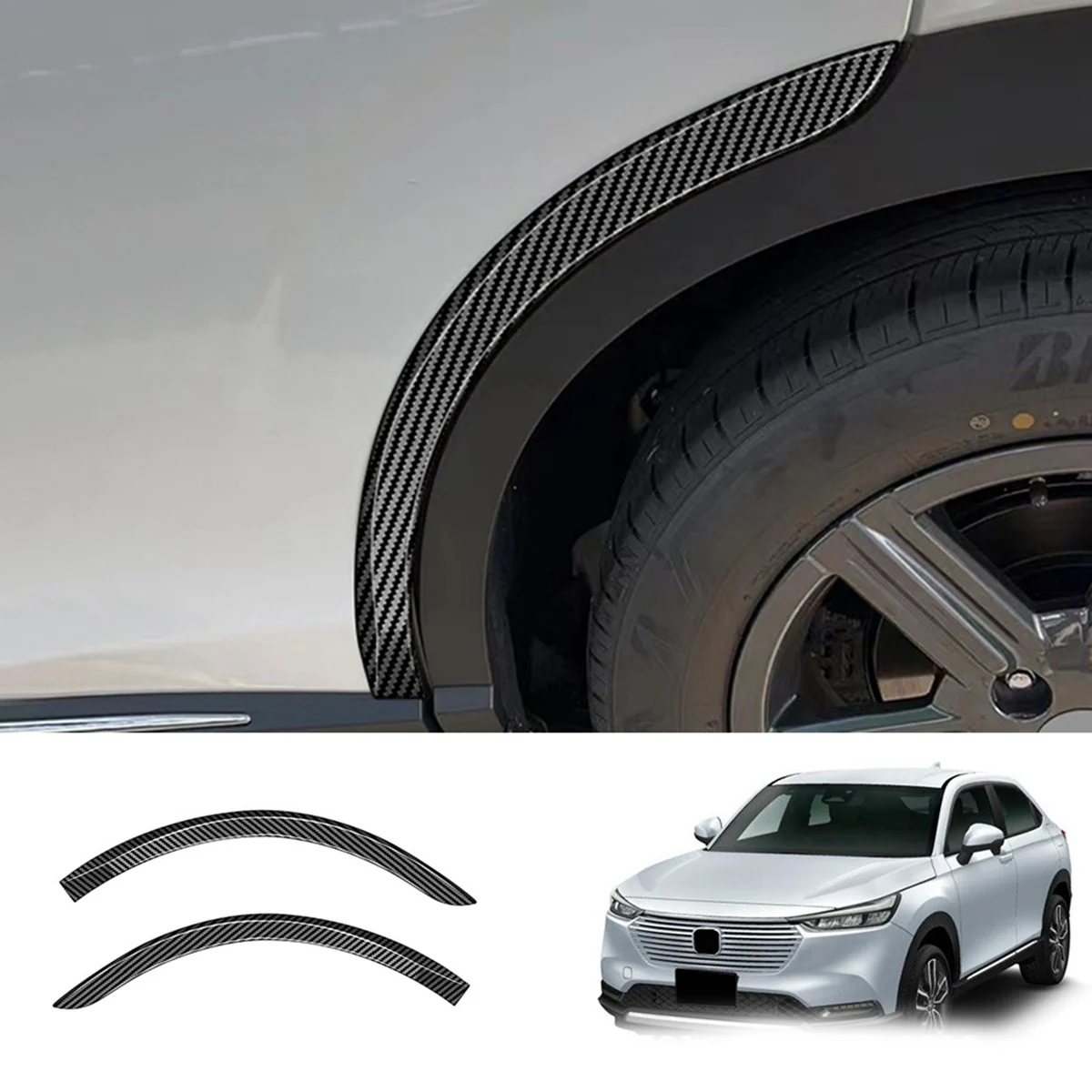 For -V Vezel 2021 2022 Car Wheel Eyebrows Flares Arch Mudguard Lip Body Kit Protector Carbon