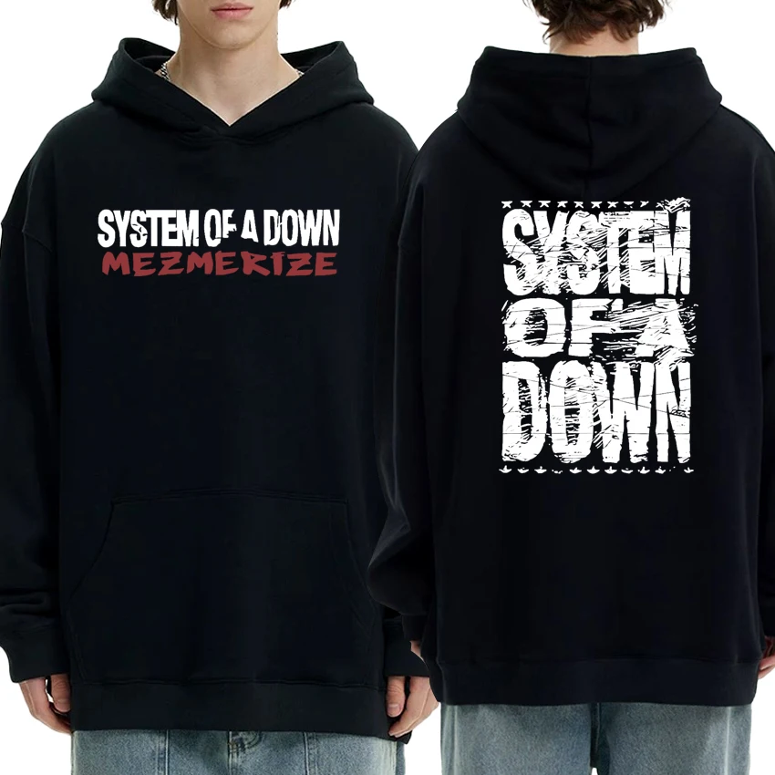 

2025 Trend Men Women Gothic Hoodies 90s Vintage Rock Band Mezmerize Double Sided Print Sweatshirt Unisex Fleece Hip Hop Pullover