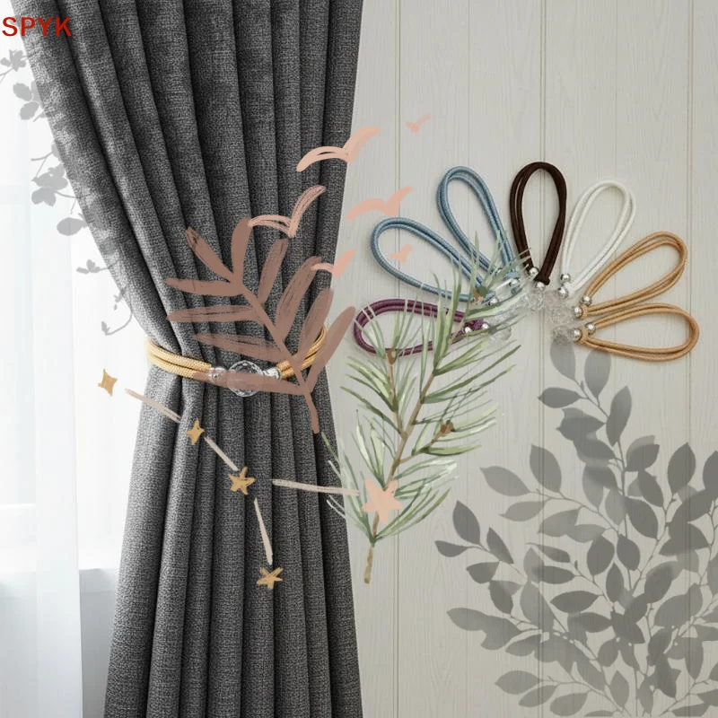 Strong Ball Curtain Buckles Backs Holdbacks: 2Pcs Decorative Tiebacks Rope Hook Holder Home