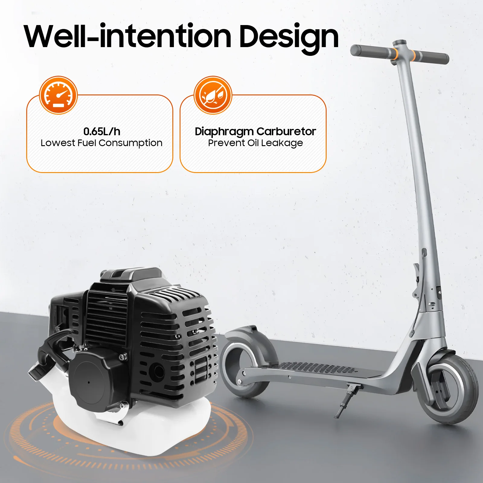 Silnik 49cc 2-suwowy z przekładnią 3.1:1 do skuterów i minibike'ów, chłodzony powietrzem, silnik zamienny ﻿