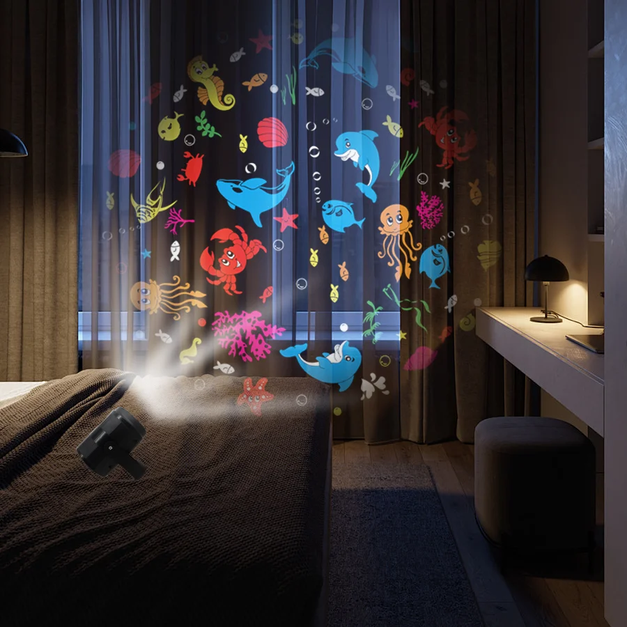 Halloween Christmas LED Projector Lights Christmas Projector Rotatable Snowfall LED Light Projector 16 Slides for Indoor Outdoor