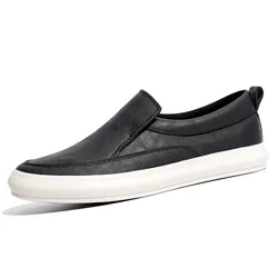 Luxury Leather Slip-on Sneakers for Men Designer Lightweight Soft-soled Outdoor Men's Sneakers Fashion Sports Casual Shoes Male