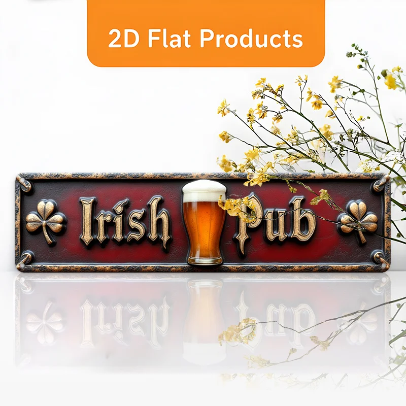 2D Flat, 1pc Vintage Irish Pub Metal Wall Sign - Large Retro 