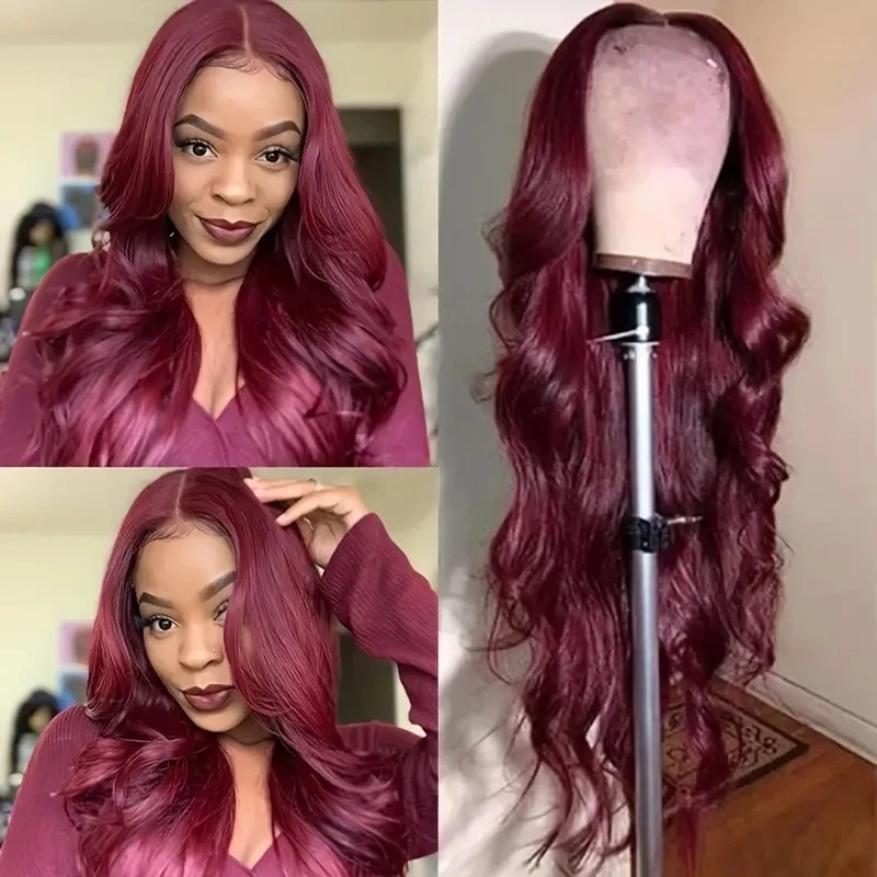 Wig Fashionable Wine Red Big Wavy Curly Hair African Front Lace