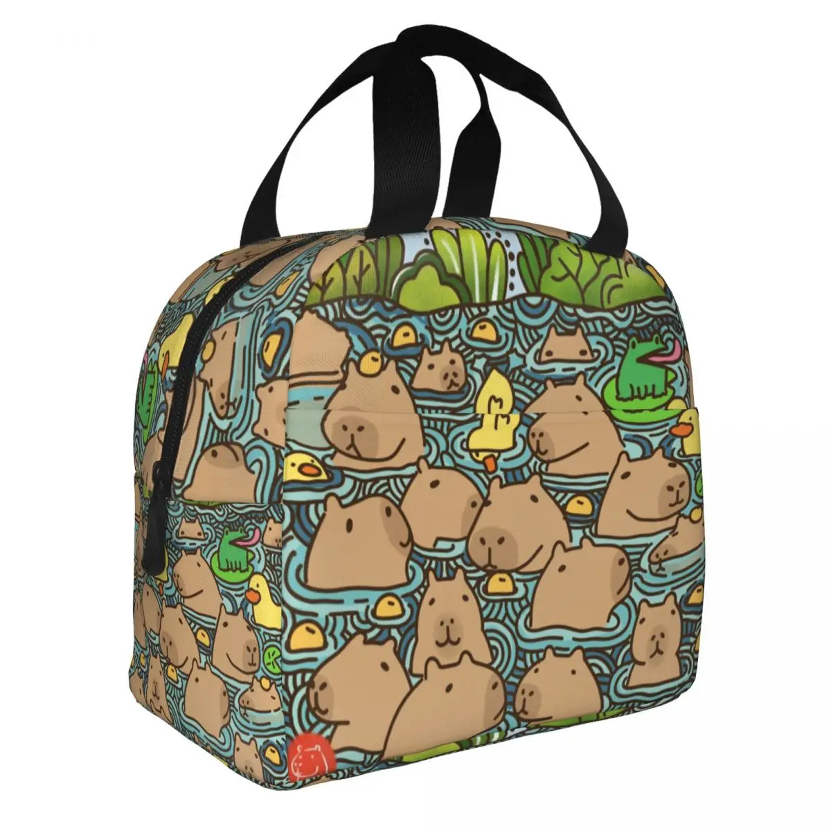 Custom A Pond Full Of Capybara Insulated Lunch Tote Bag for Women Portable Thermal Cooler Food Lunch Box Outdoor Camping Travel