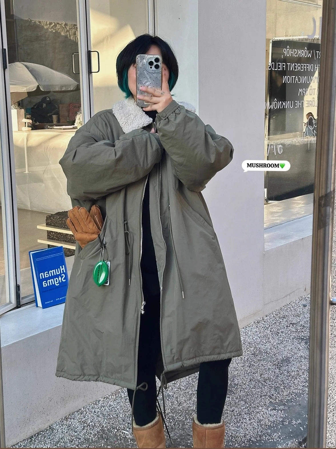 

Faionable Casual Lamb Collar Workwear Cotton Jaet Korean Sle Versatile Autumn Winter New Arrival Musoom Head Miss