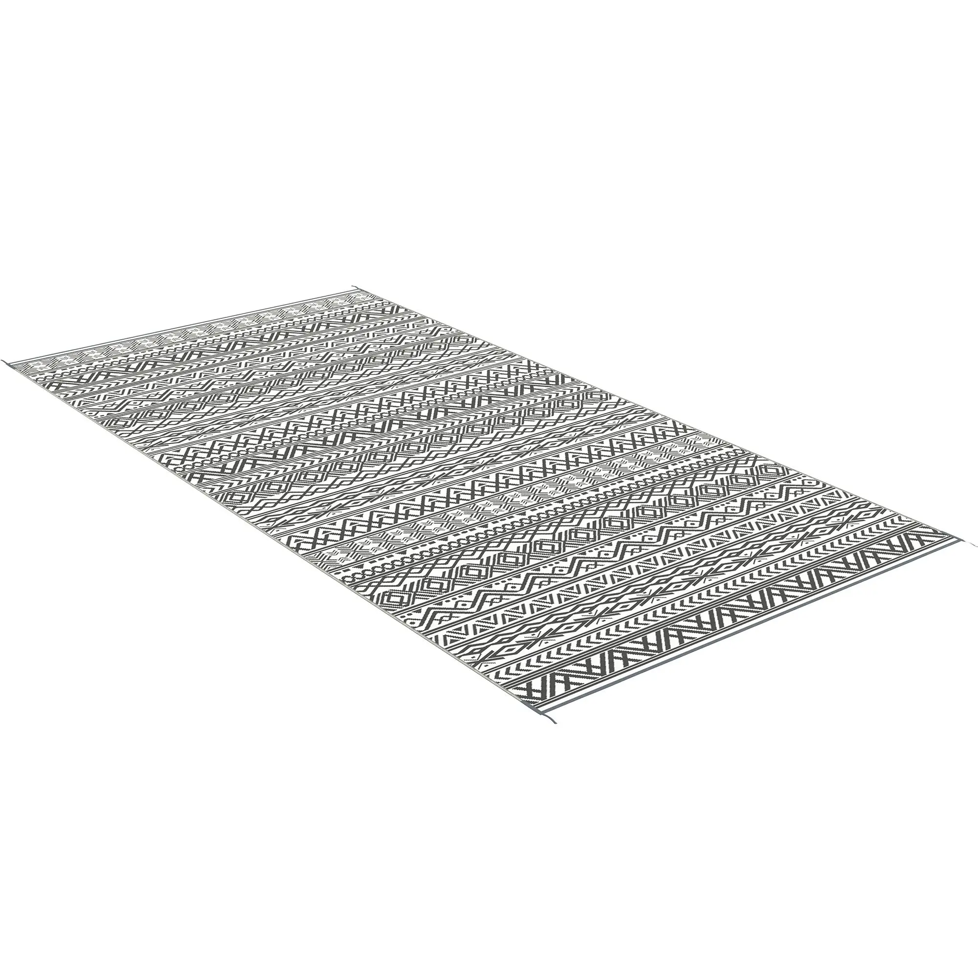 

For Outsunny Portable Patio Mat Reversible Gray & Cream White Boho Outdoor Rug 9x18 with Carry Bag for RV Camping