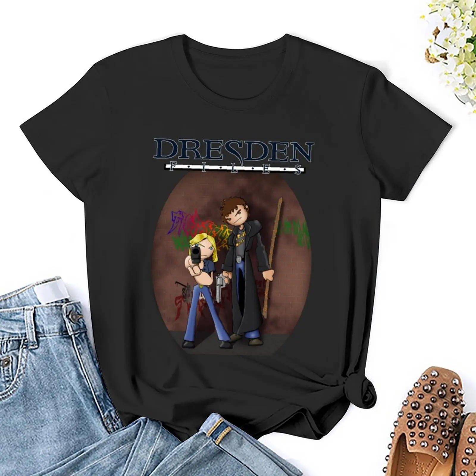 Dresden Files - Harry and Murph T-Shirt plus size tops summer top korean fashion Women's tops