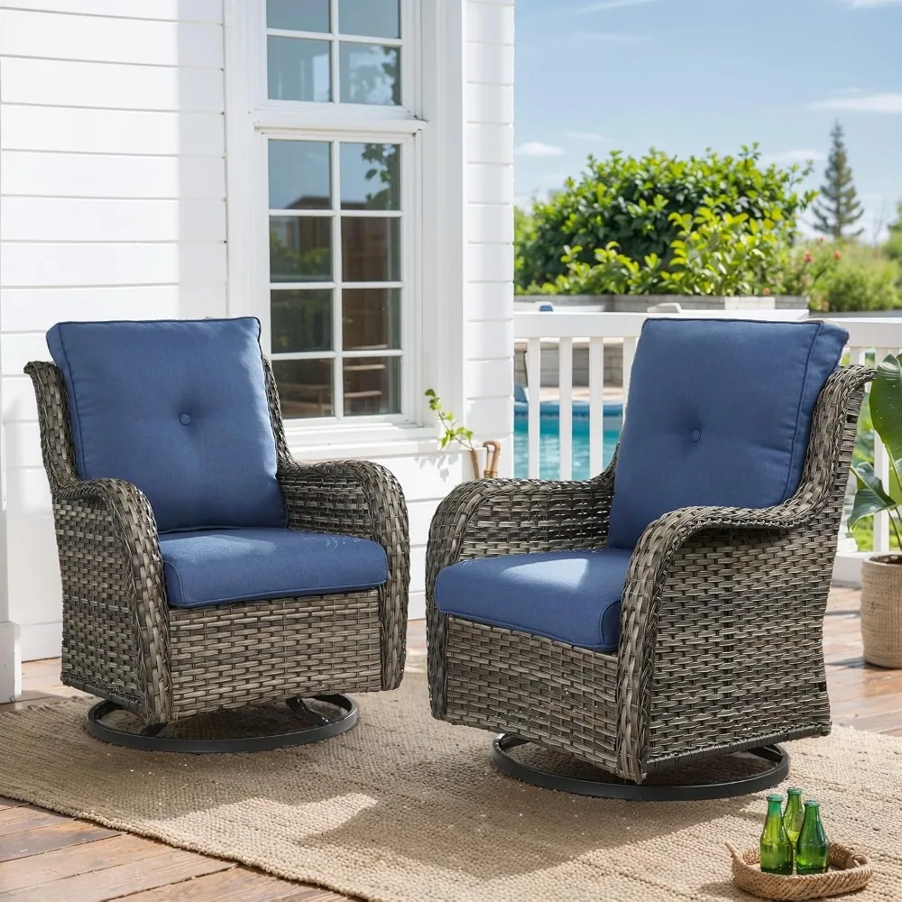 

Outdoor Swivel Rocker Wicker Patio Chairs Set of 2, Rattan Rocking Chair Furniture Set,Sun Loungers
