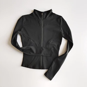 Outdoor Sports Long Sleeved Women Slim Yoga Clothes Quick Dry Zipper Cardigan Stand Up Collar Jacket Running Fitness Jacket Top 5