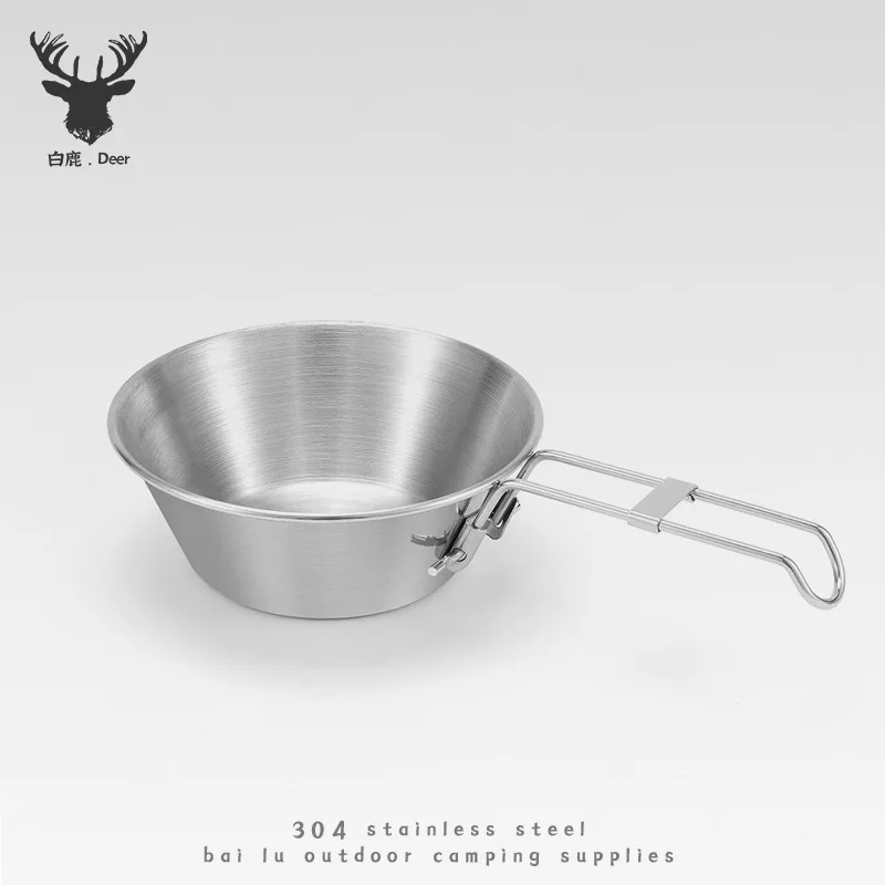 

Outdoor304Салатница из нержавеющей стали для пикника, посуда для кемпинга, чашка Sierra, складная ручка, чашка с крючком для кофе