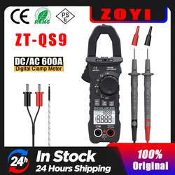 ZT-QS9 pinza amperometrica digitale 600A corrente True RMS pinza intelligente amperometro Auto Rang 6000 multimetro DC AC tensione Hz Ohm NCV Tester