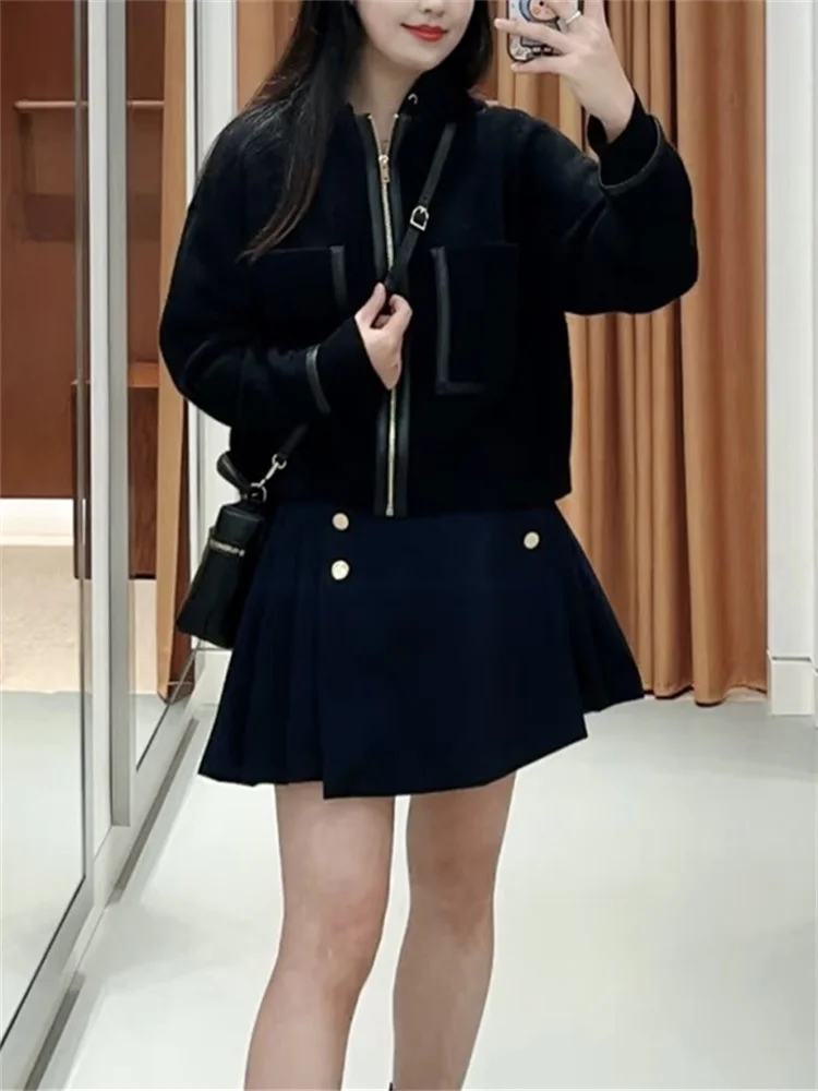 Autumn and Winter Fashion Ladies Temperament Versatile Pocket Drawstring Hooded Knitted Zipper Cardigan Jacket