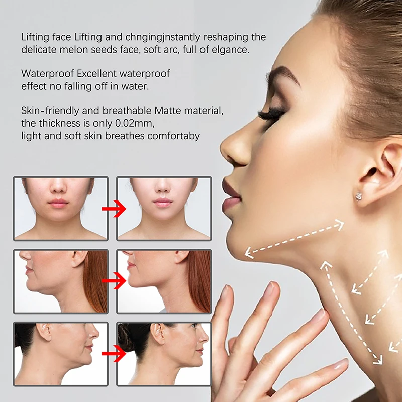 40pcs Invisible Waterproof V-Shaped Facial Line Wrinkle Sagging Tighten Chin Lifting Adhesive Tape Breathable Thin Face Stickers