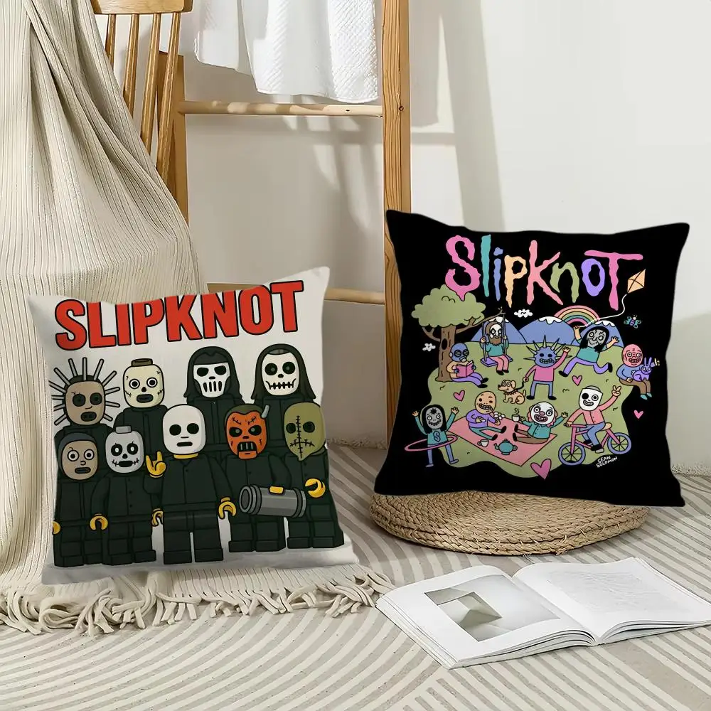 S-SlipknotS band Cushion Cover Soft Plush Fabric Double-Sided Printed Sofa Cushion Cover for All Seasons Home Decor Gift