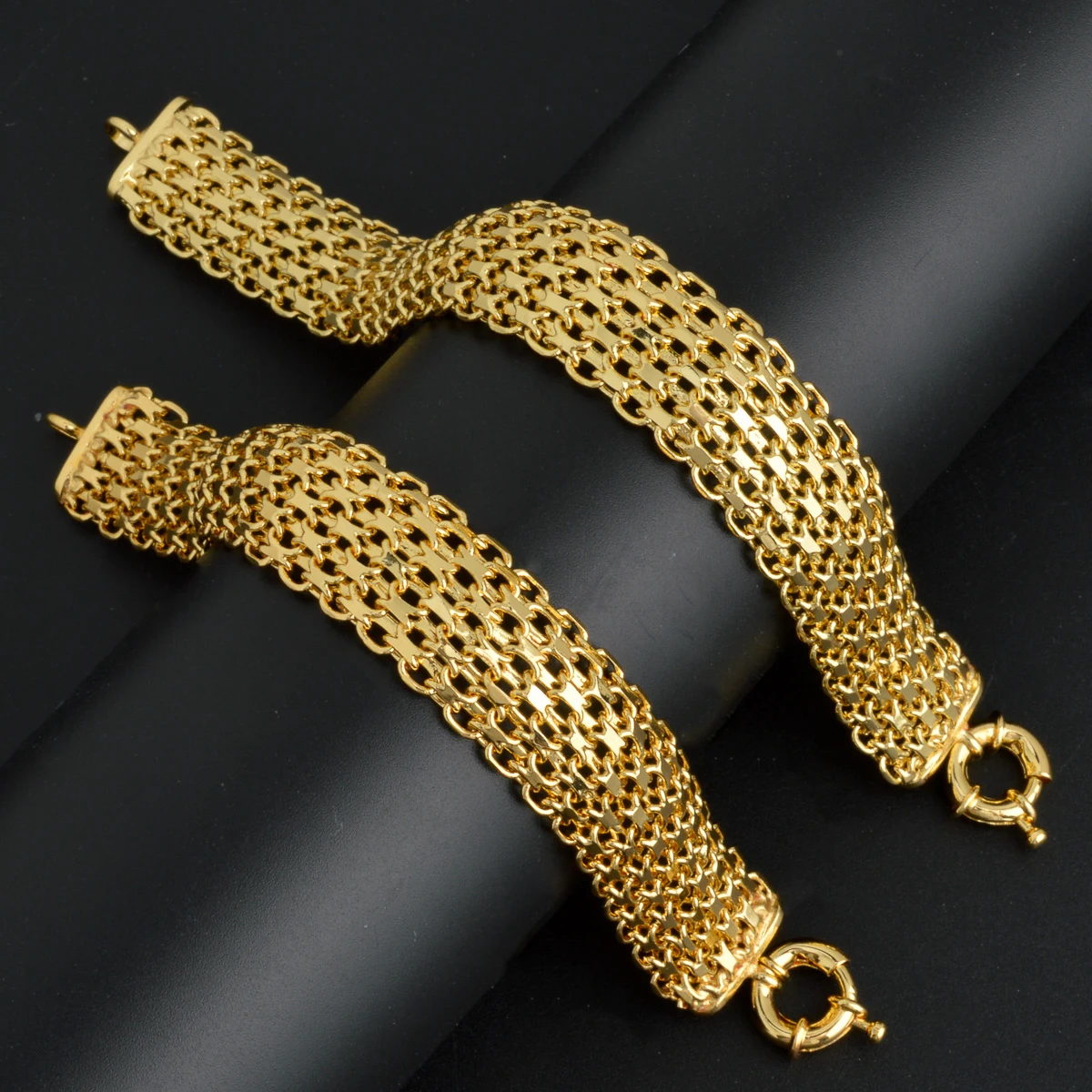 Dubai Copper Link Chain Bracelets for Unisex 18K Gold Plated Wristband Miami Curb Punk Classic Hand Jewellery Party Gift